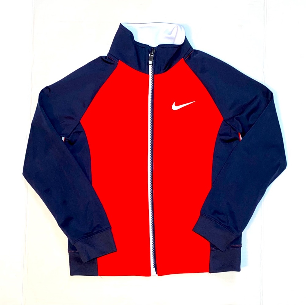 Nike Kids Zip Up Athletic Track Jacket Red/Navy